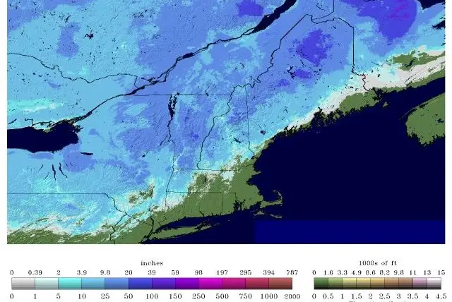 Snow depth map from the National Weather Service